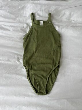 Olive Green Ribbed Double Lined Bodysuit